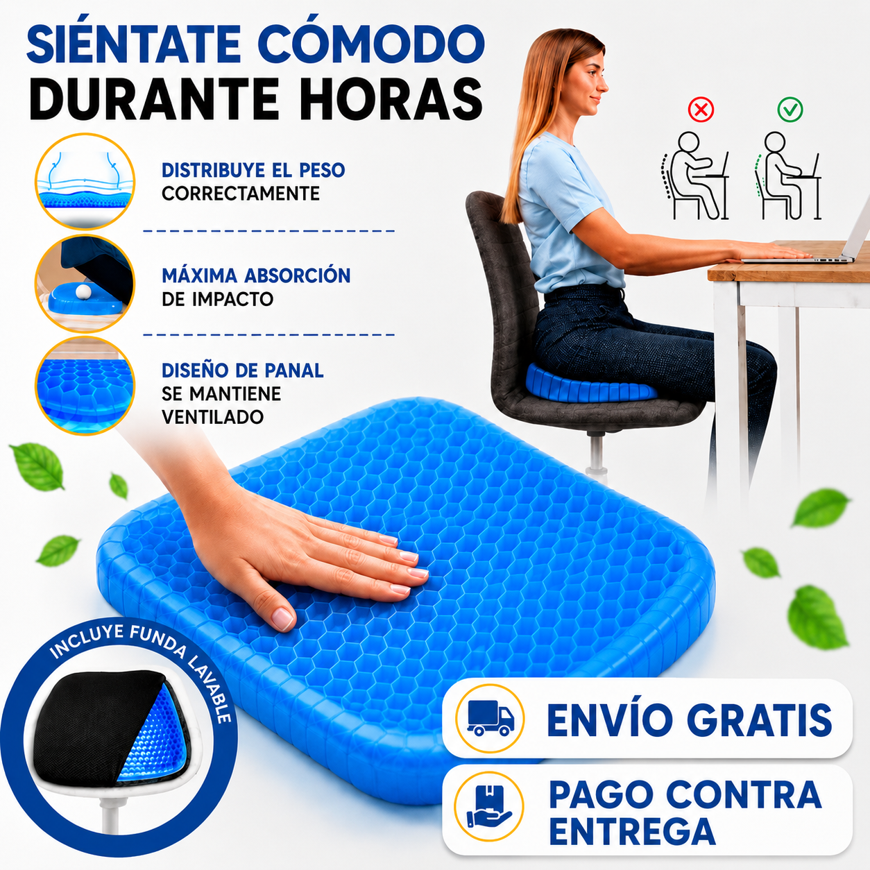 Cojín Gel Premium ¡Siéntate Sin Dolor! 💙