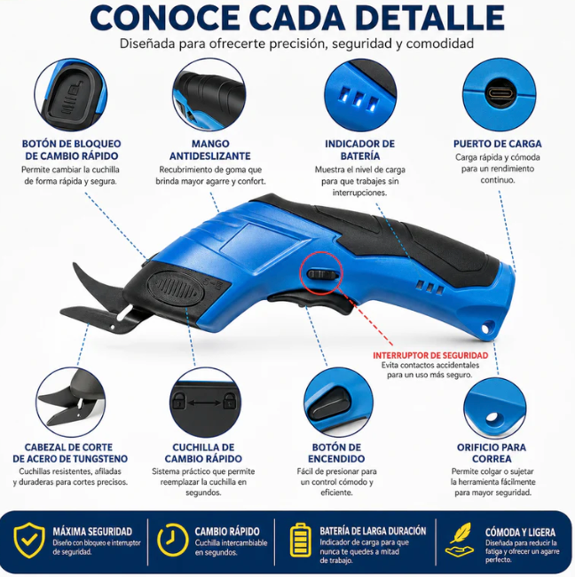 CutEase® - Tijera Electrica Inalambrica Recargable