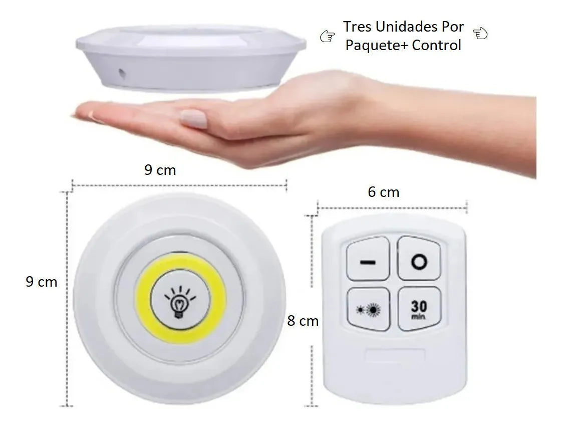 Lámpara LED Inalámbrica con Control Remoto – Pack x3 para Armario y Cocina
