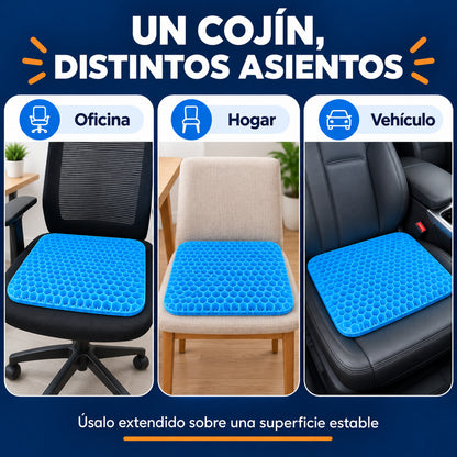 Cojín rectangular de gel en silla de oficina, silla del hogar y asiento de vehículo