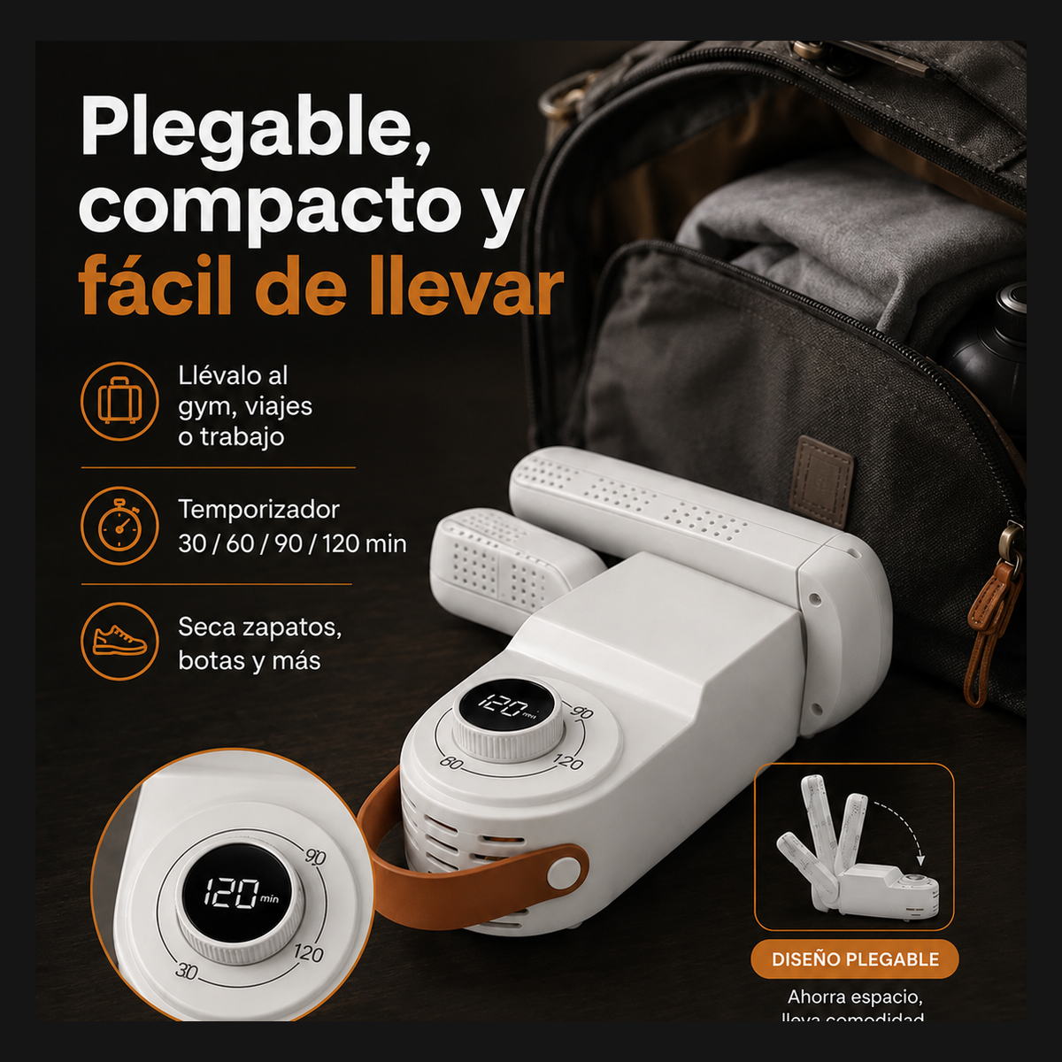 Secador de zapatos plegable y compacto para guardar