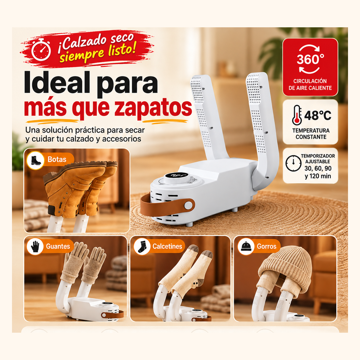 Usos del secador en botas guantes calcetines y accesorios