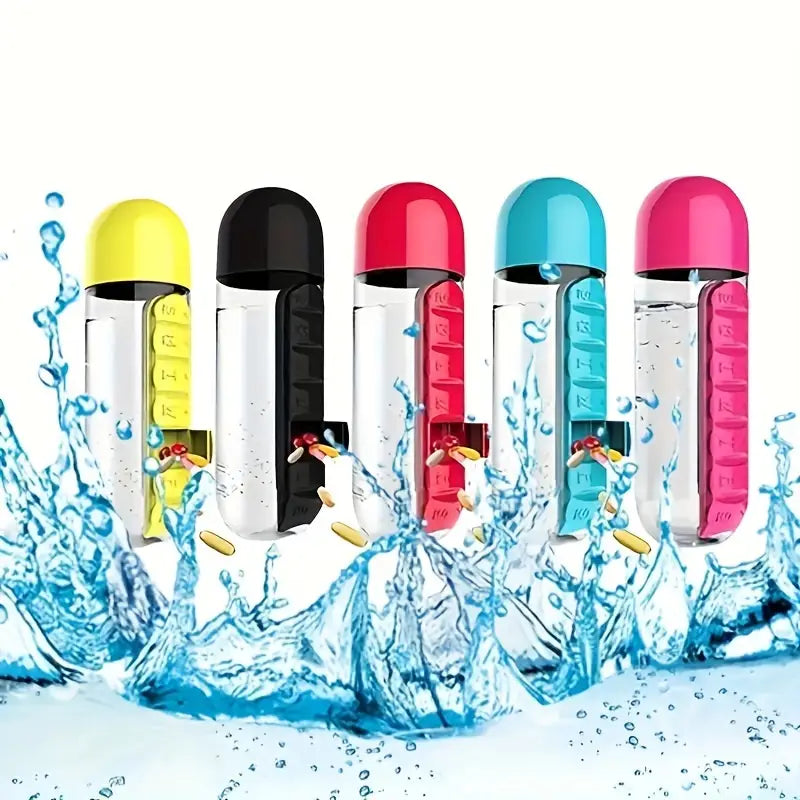 BOTELLA DE AGUA CON PASTILLERO INCORPORADO
