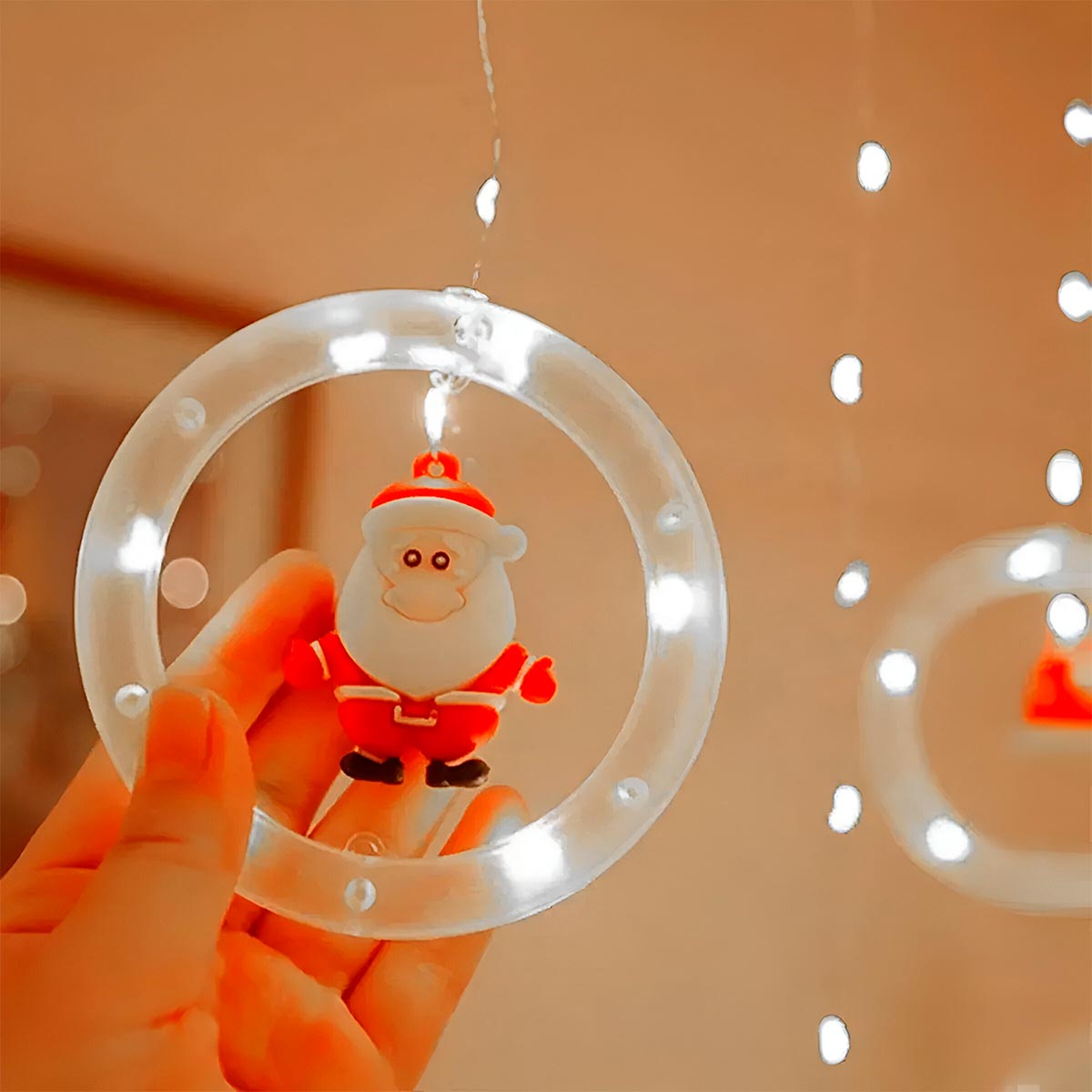 🎄CORTINA LED NAVIDEÑA ARO CON MUÑECO🎅