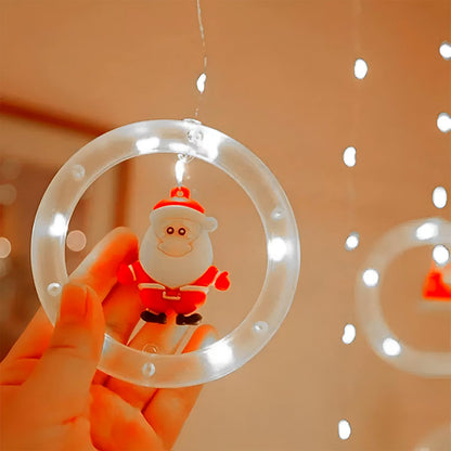 🎄CORTINA LED NAVIDEÑA ARO CON MUÑECO🎅
