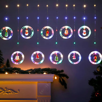 🎄CORTINA LED NAVIDEÑA ARO CON MUÑECO🎅