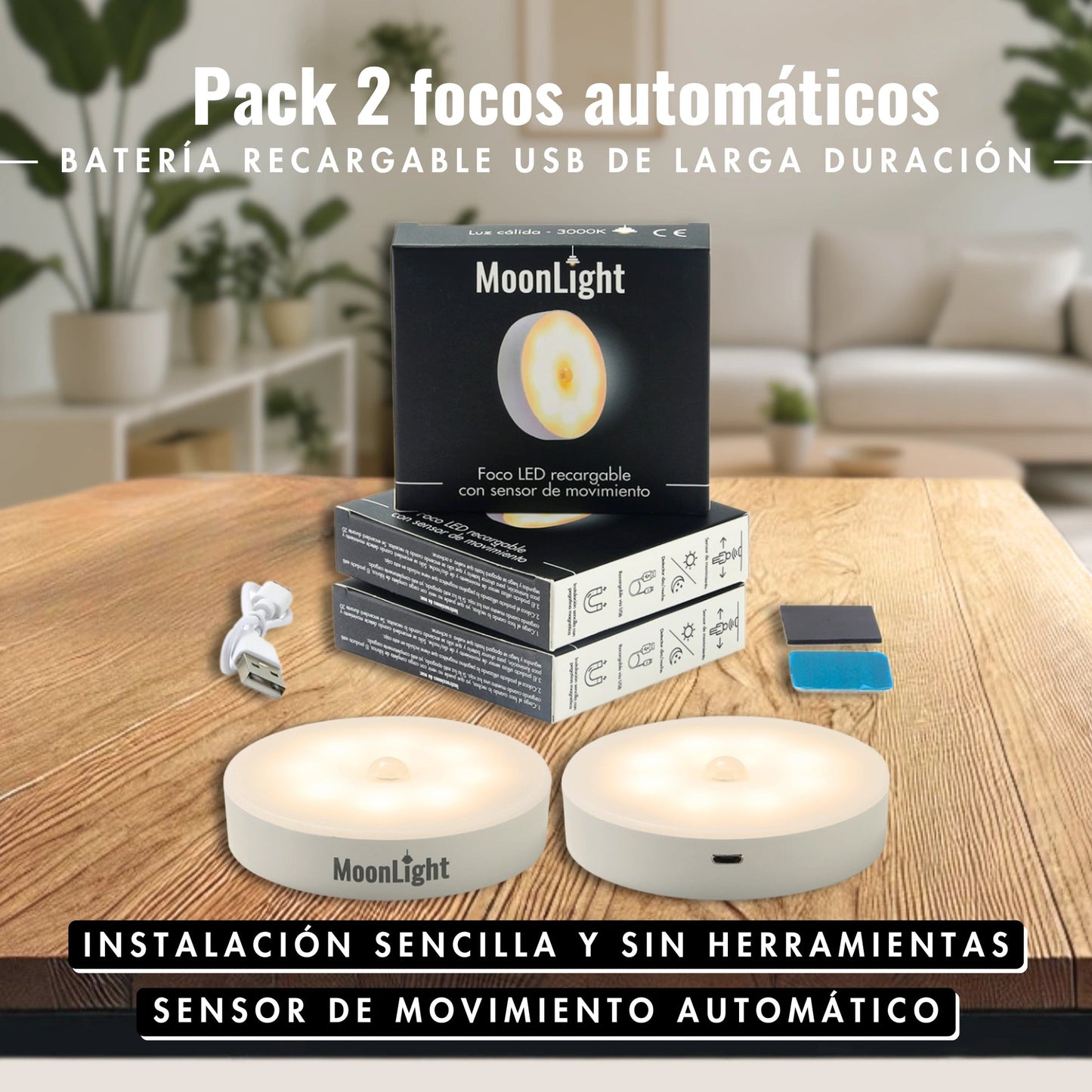 Foco LED recargable con sensor de movimiento