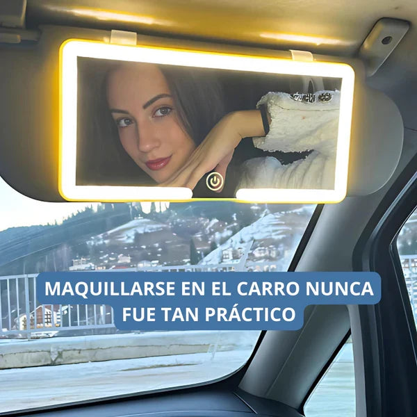Espejo Recargable de Maquillaje con Luz LED para Carro