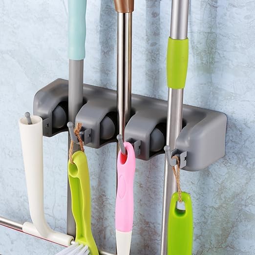 Organizador de escobas y trapeadores | Soporte de pared para casa, jardín y garaje