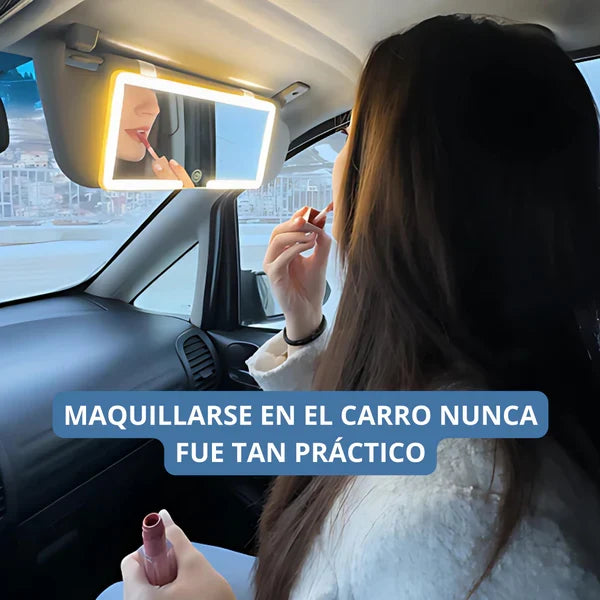 Espejo Recargable de Maquillaje con Luz LED para Carro