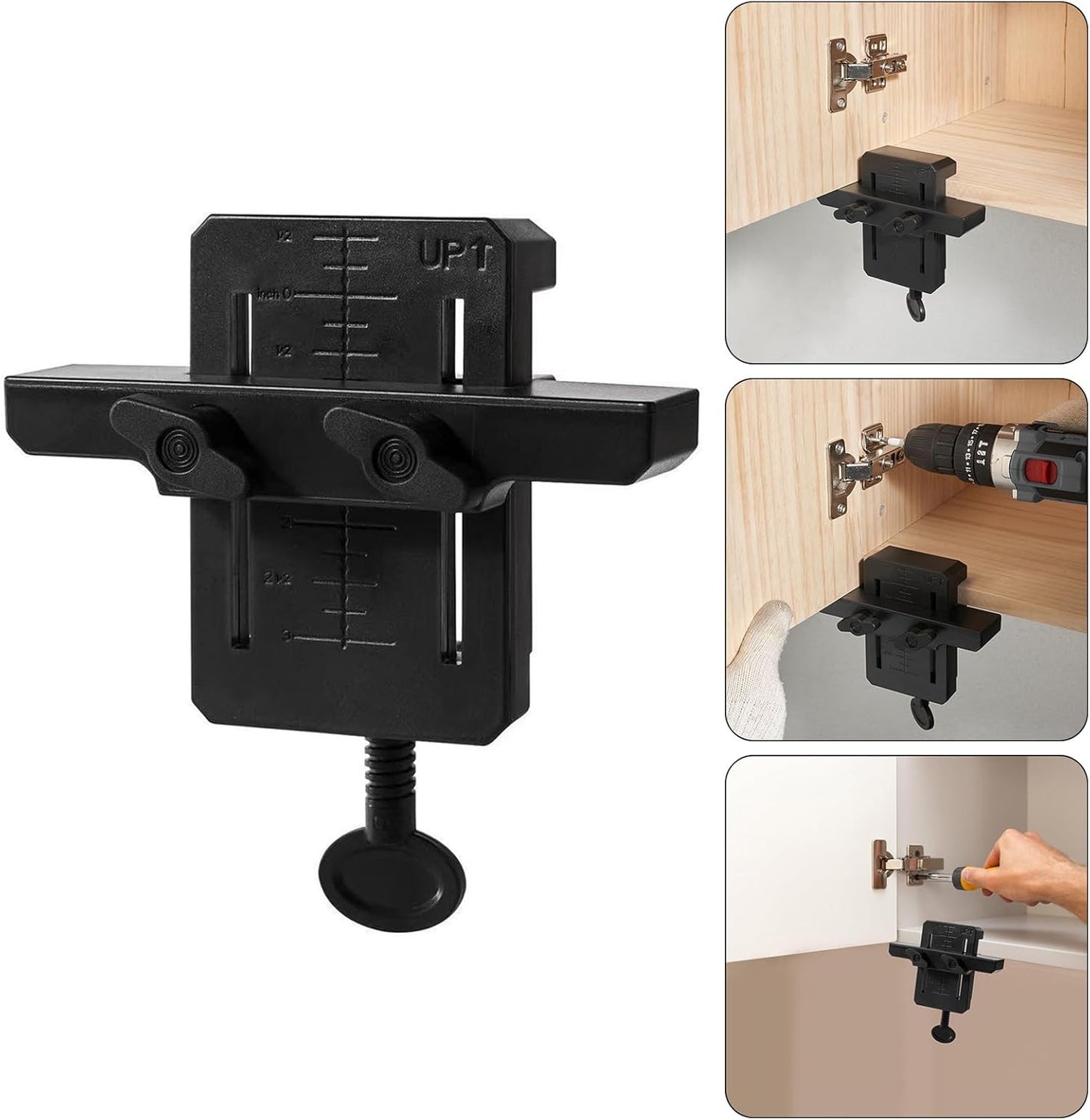 Soporte Ajustable para Puertas de Gabinete – Herramienta de Instalación