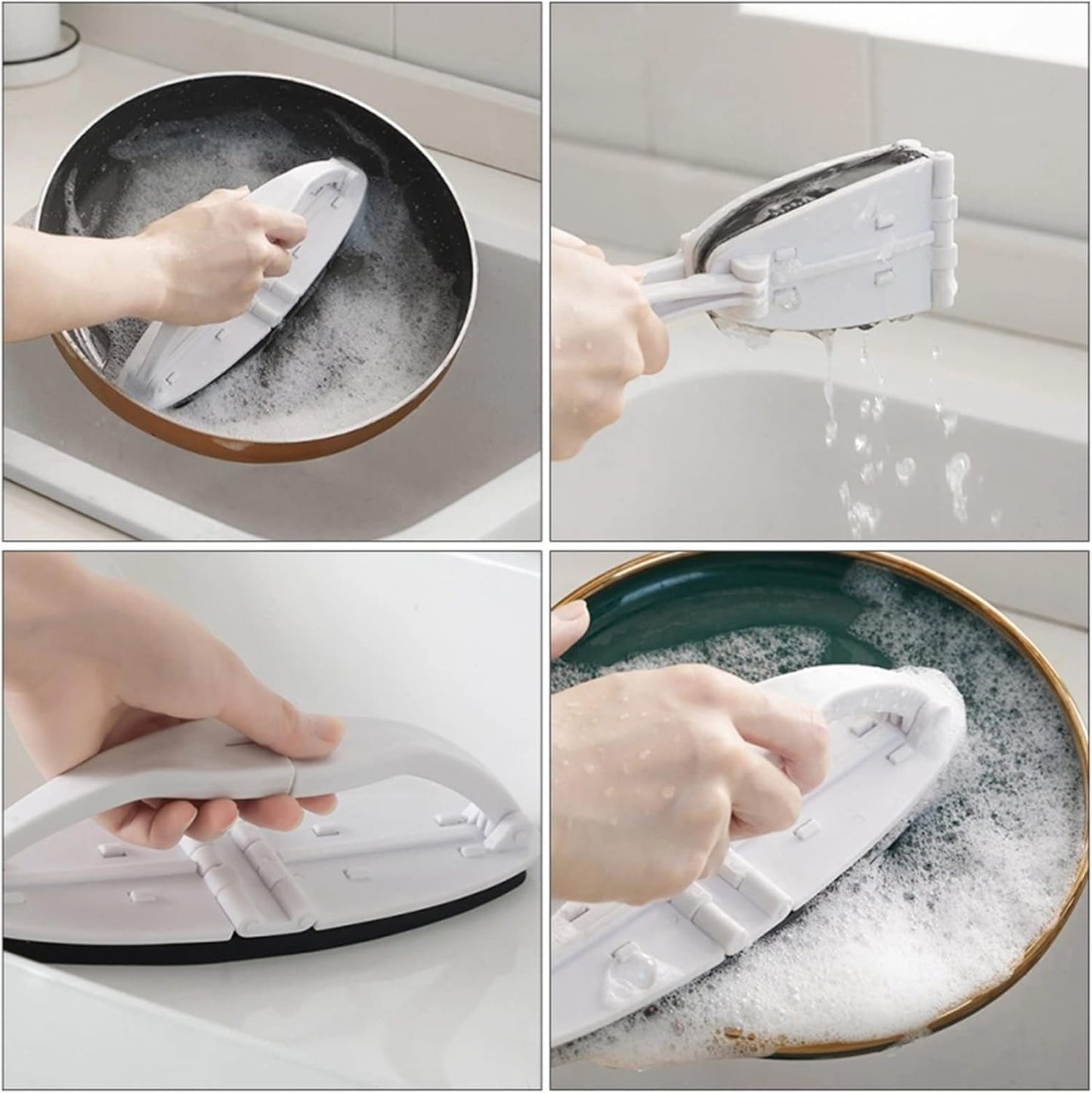 Cepillo Esponja Plegable con Mango – Limpieza Multiusos para Cocina y Baño