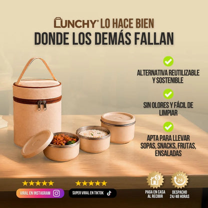 LONCHERA TÉRMICA + 3 ENVASES | LUNCHY™