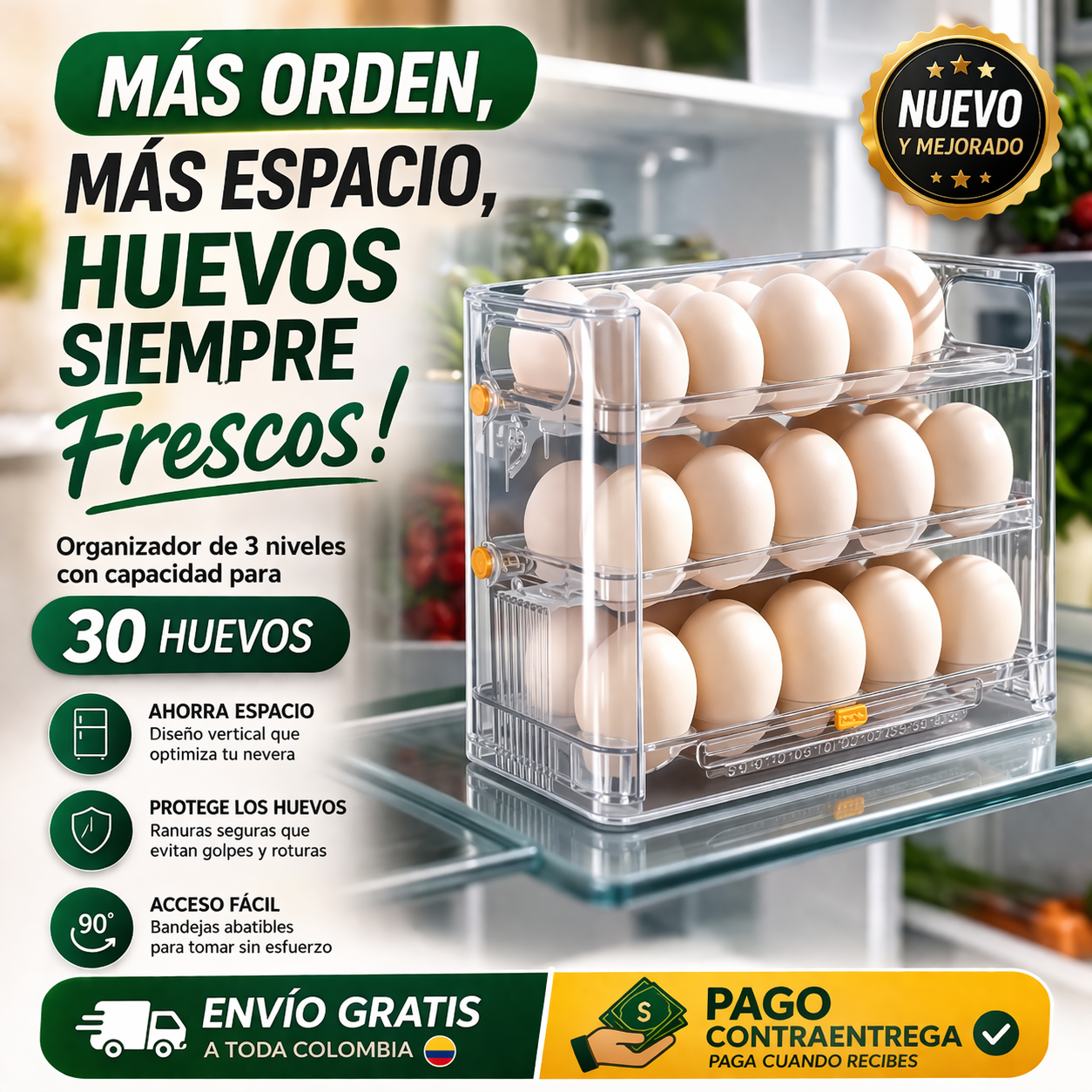 Caja Almacenamiento Organizadora Huevos