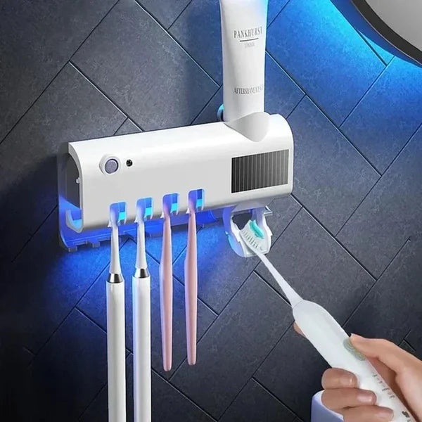 Porta Cepillos Dental con Esterilizador y Dispensador Automático