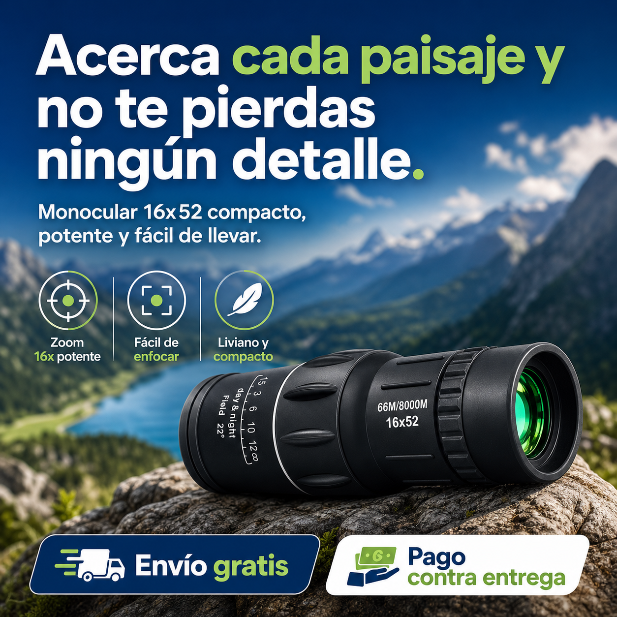 Monocular VistaPro Zoom® - Acerca paisajes y detalles lejanos en segundos
