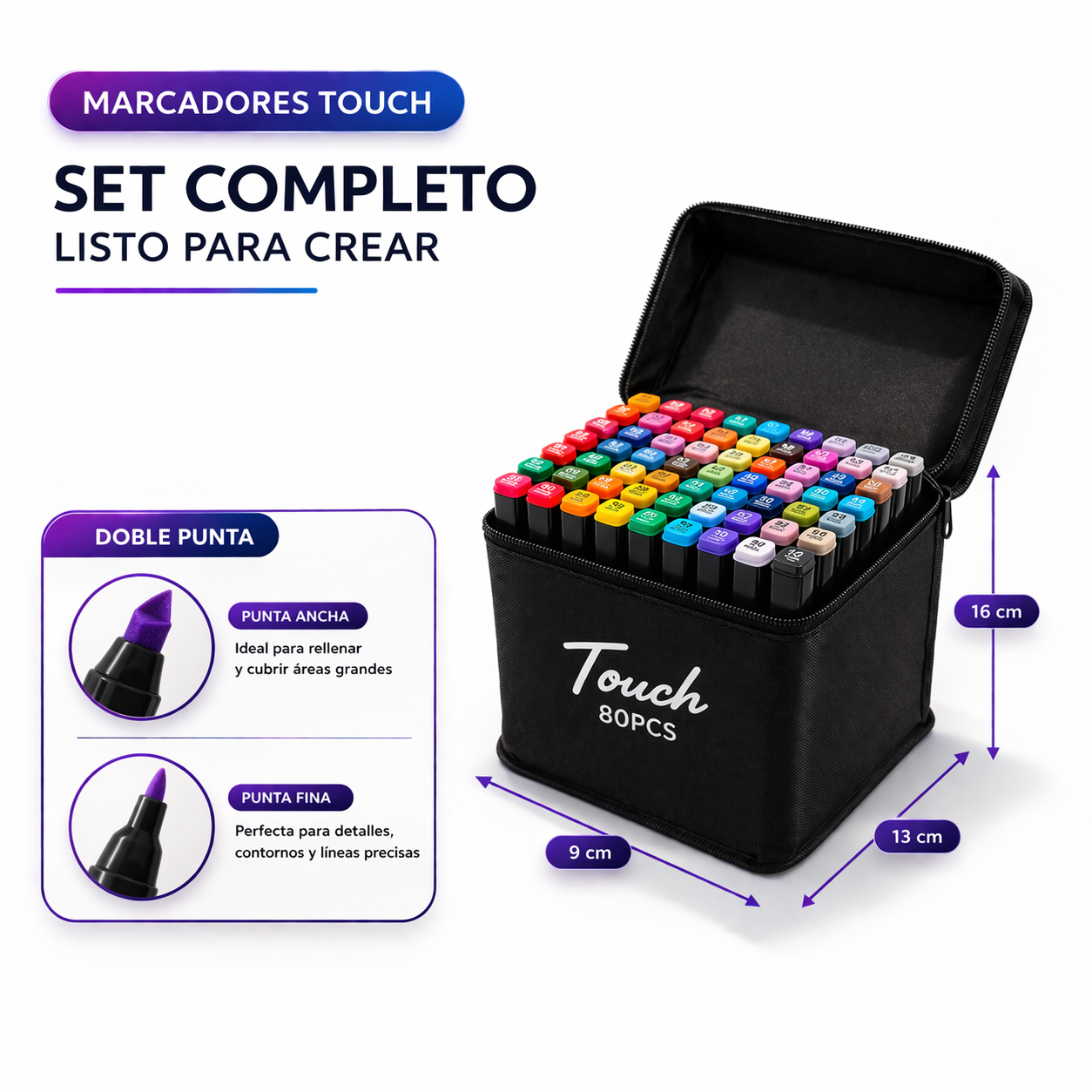 Marcadores Touch - Doble Punta Maletin