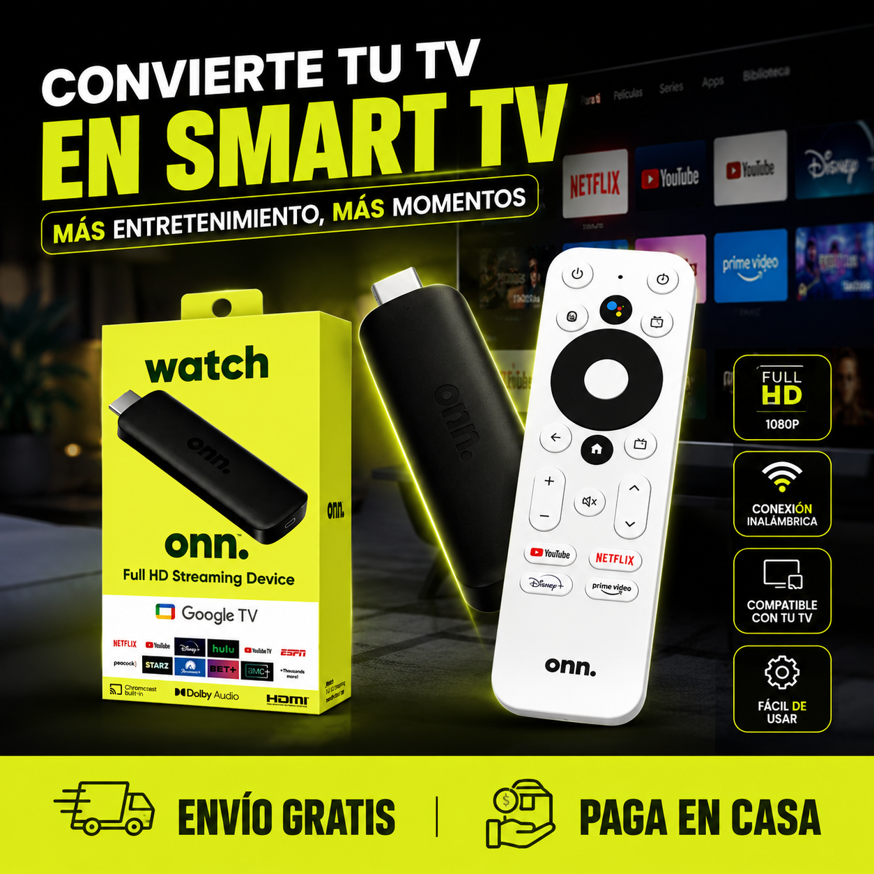 Watch Onn HD® - 🎬 convertir cualquier TV en Smart TV