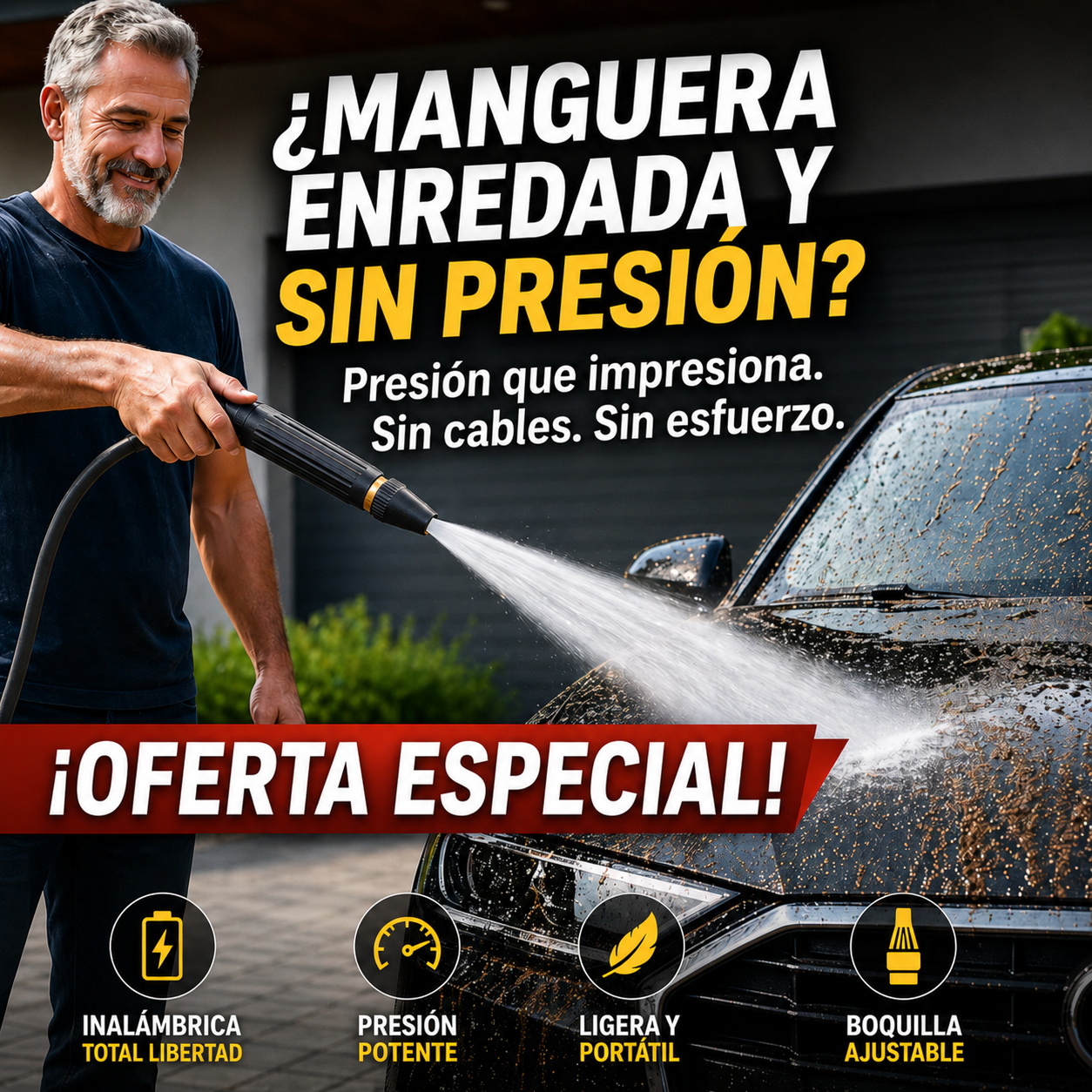 HydroJet® - Boquilla Hidrolavadora Portátil Inalámbrica