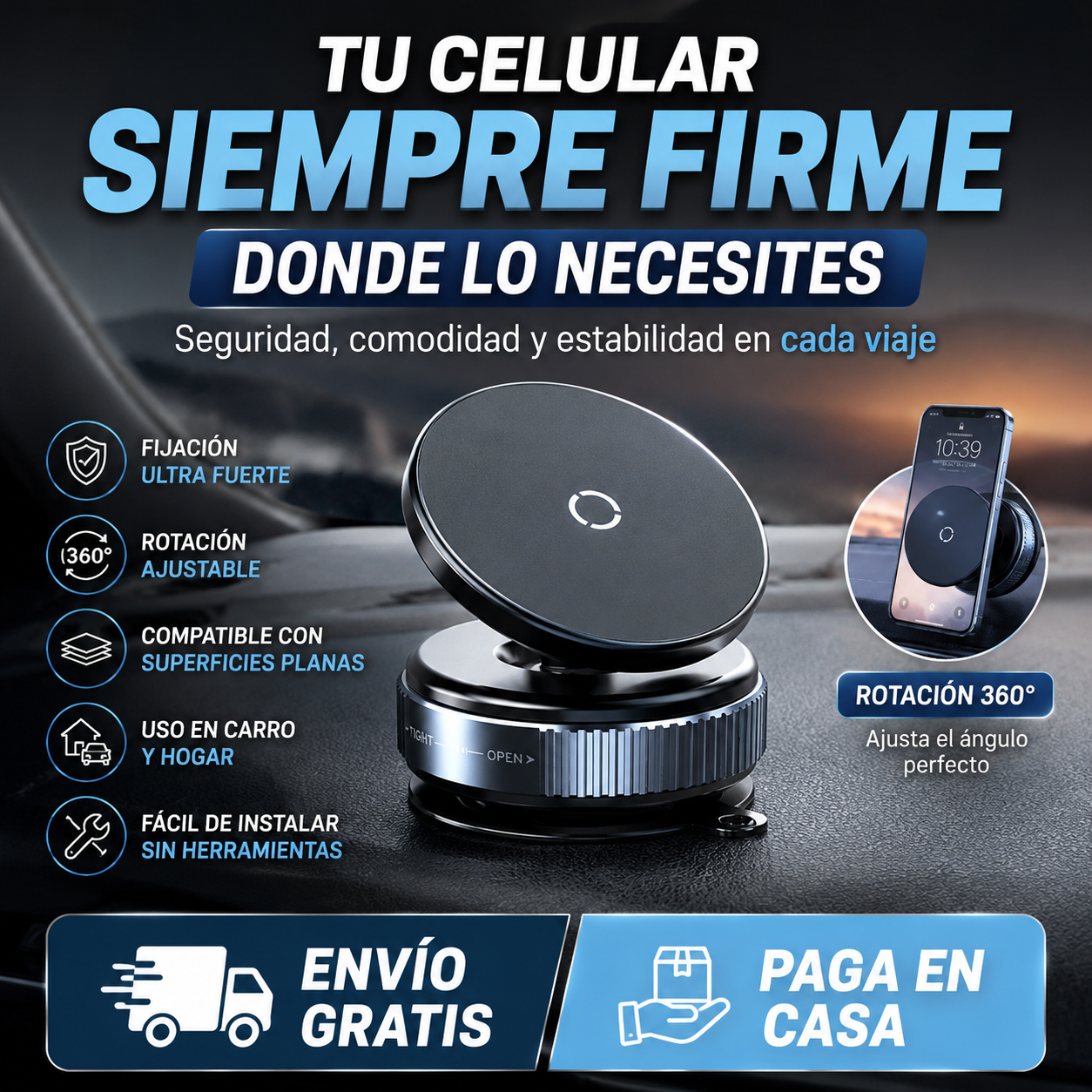 Soporte Magnético de celular para cualquier superficie plana