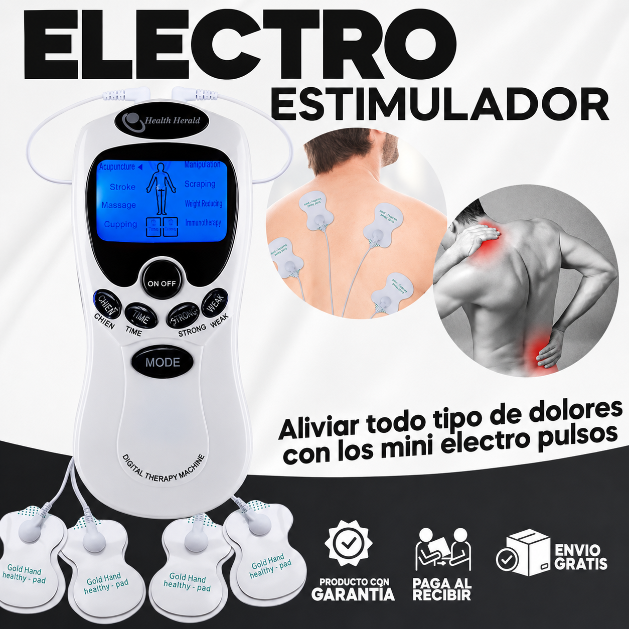 Electro Estimulador para Aliviar el Dolor con 8 modos para Todo el Cuerpo UltraHealthy®