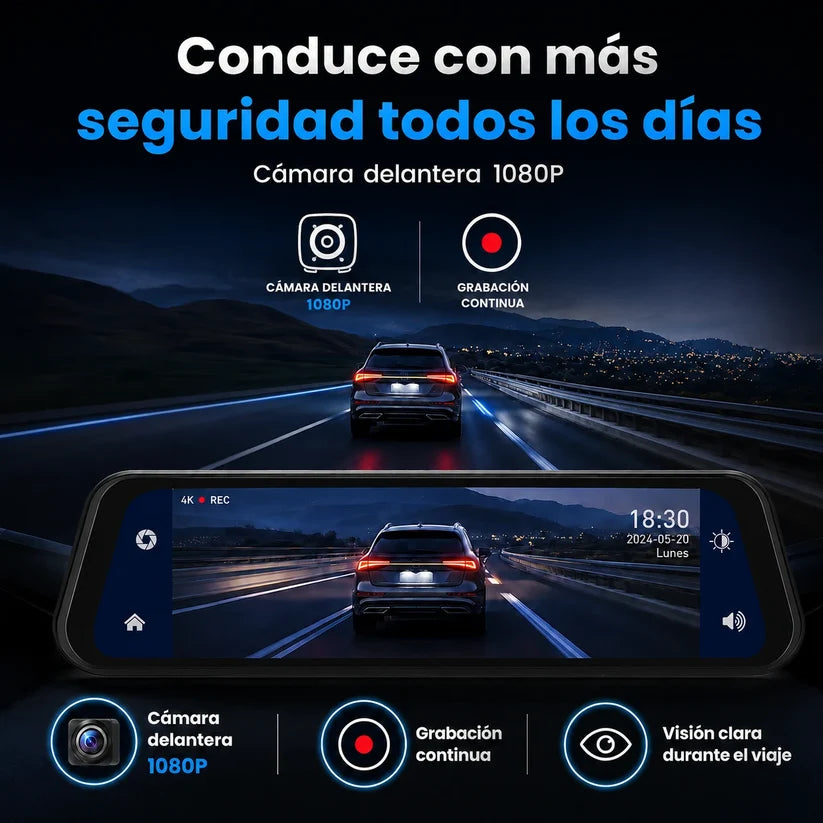 DriveVision 360 | Espejo Retrovisor con Cámara Delantera para Auto