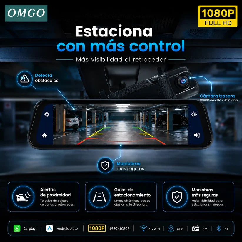 DriveVision 360 | Espejo Retrovisor con Cámara Delantera para Auto