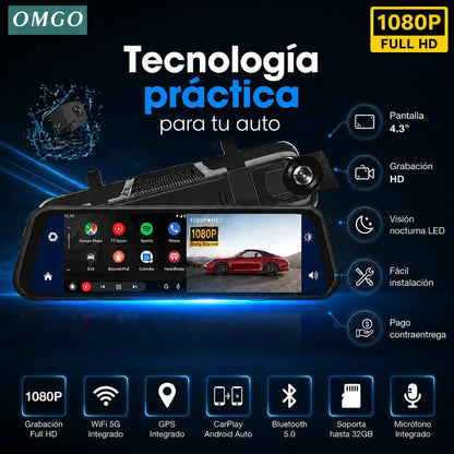 DriveVision 360 | Espejo Retrovisor con Cámara Delantera para Auto