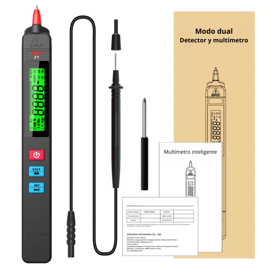 Comprobador de Voltaje Tipo Bolígrafo – Multímetro Digital Portátil con Detección Automática