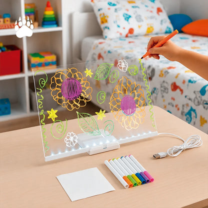 Pizarra Mágica con Luz LED™ + Fibrones y Plantillas de Regalo!