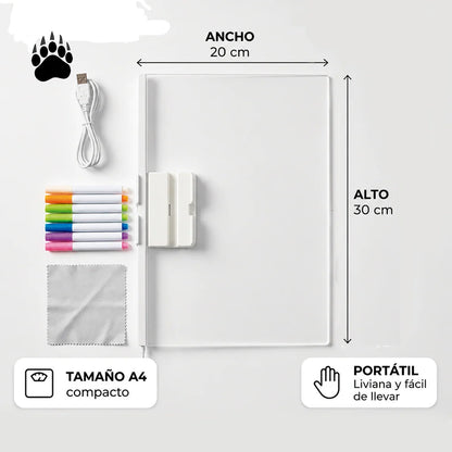 Pizarra Mágica con Luz LED™ + Fibrones y Plantillas de Regalo!