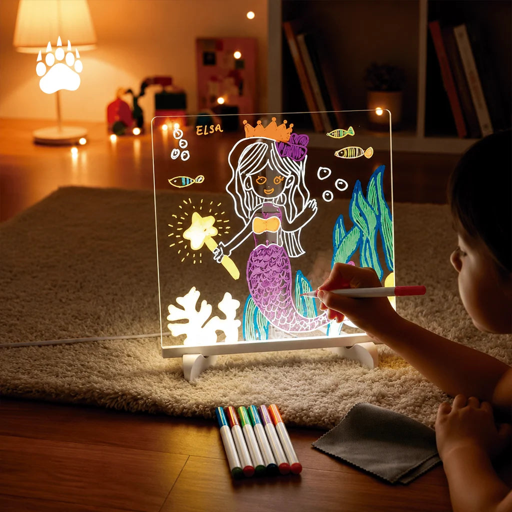 Pizarra Mágica con Luz LED™ + Fibrones y Plantillas de Regalo!