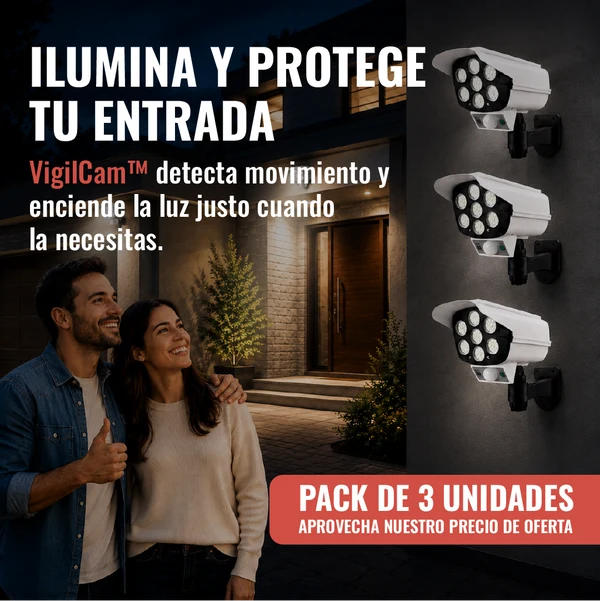 VigilCam™ - Foco Solar Tipo Cámara con Sensor de Movimiento