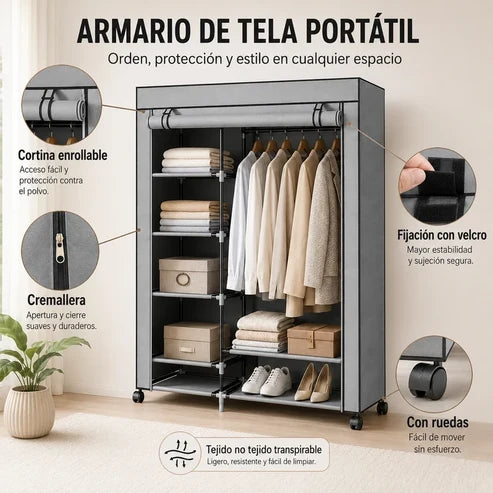 SmartCloset - Armario completo, montado en minutos, con ruedas