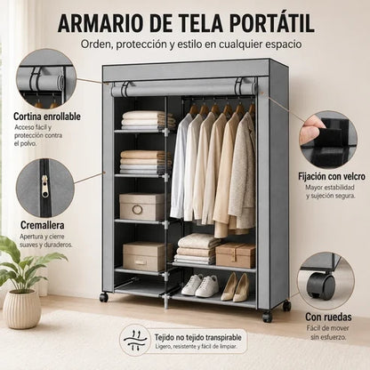 SmartCloset - Armario completo, montado en minutos, con ruedas