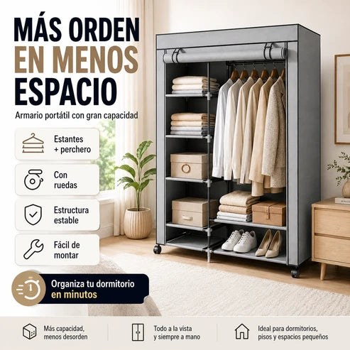 SmartCloset - Armario completo, montado en minutos, con ruedas