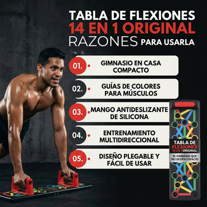 TABLA DE FLEXIONES 14 EN 1 ORIGINAL-GRATIS GUÍA DE ENTRENAMIENTO