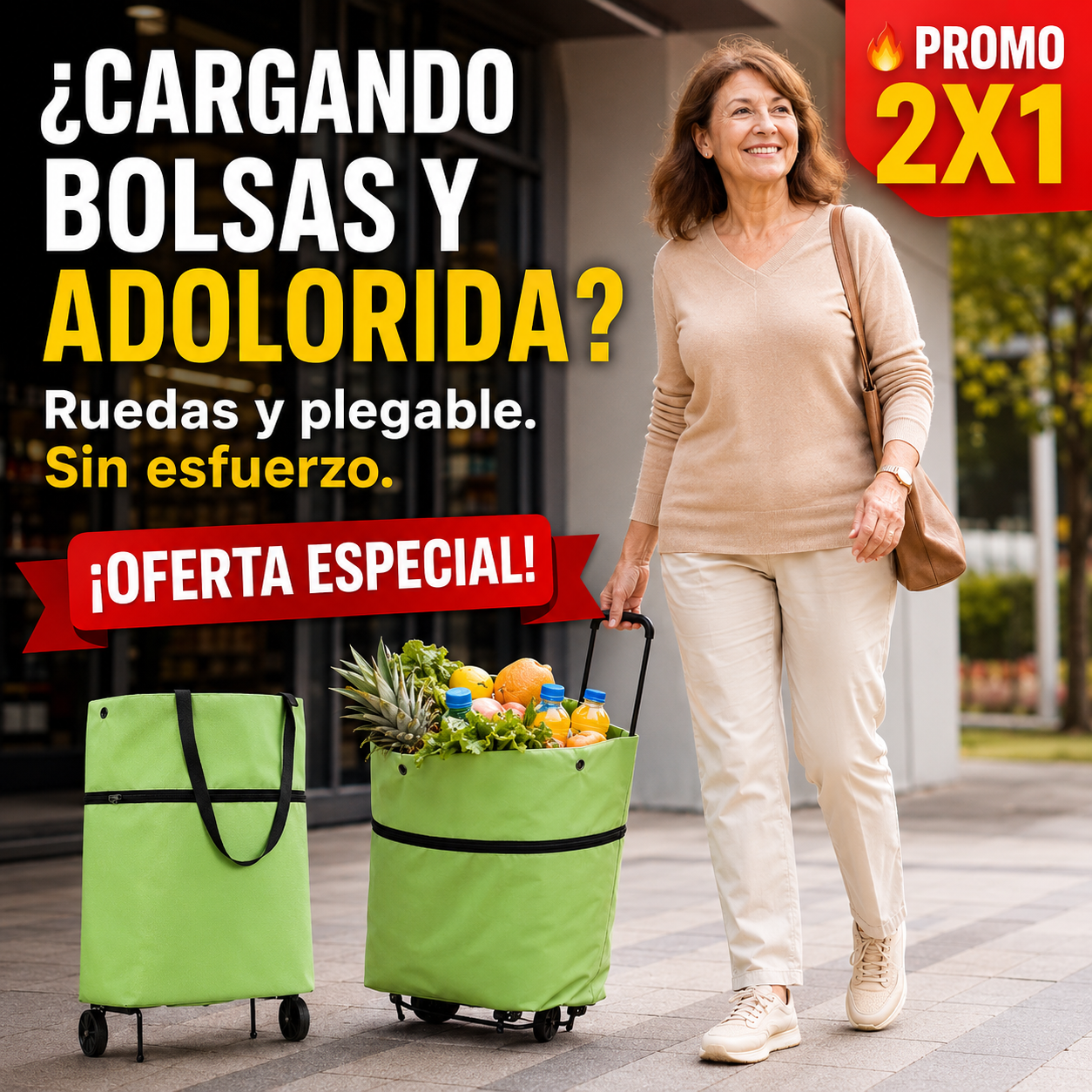 2x1 Bolsa Multiuso – Se Agranda y tiene ruedas – Llévala contigo siempre!