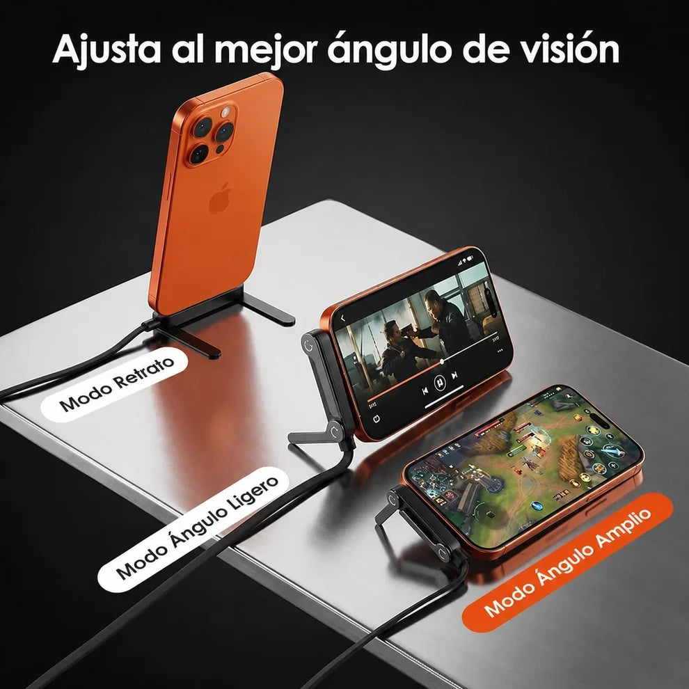 PROMO 2X1 | Cable Cargador rápido 240W con Soporte integrado 1.5 Metros | TIPO-C para Android y Iphone