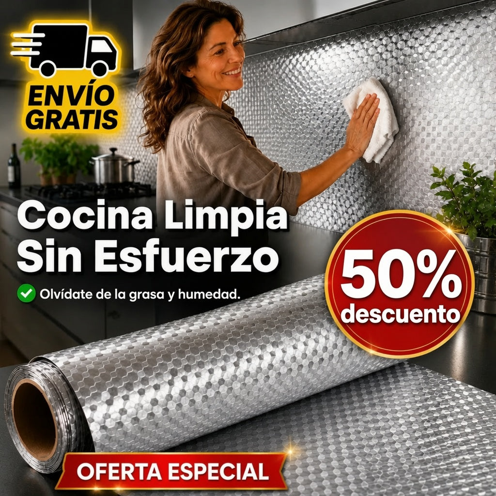 Aluminio Adhesivo – Protege y Decora – Cocina Moderna y Sin Grasa.