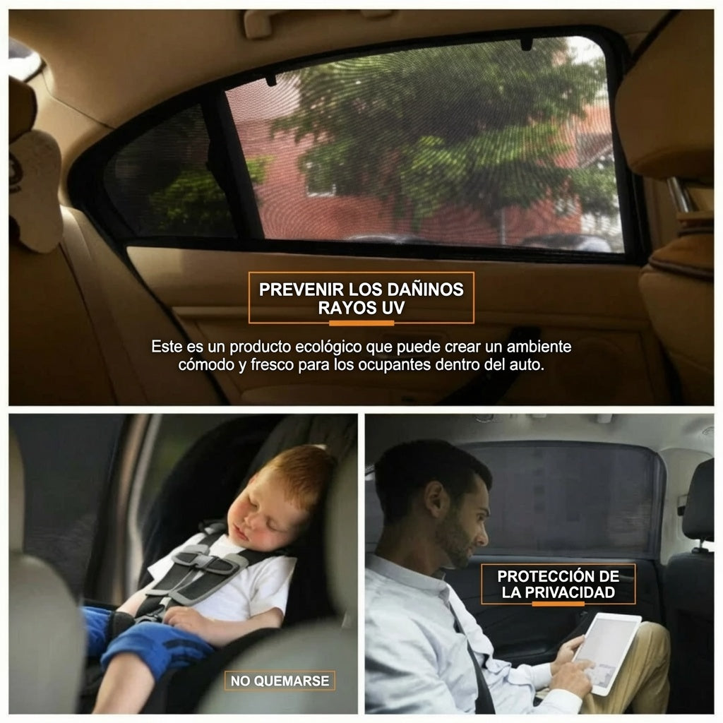 CarShades - Set de 4 Tapasoles de Malla para Ventana de Auto