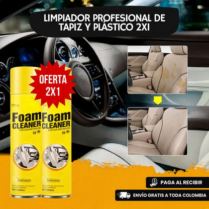 Limpiador Profesional de Tapiz y Plástico Para Auto 2x1