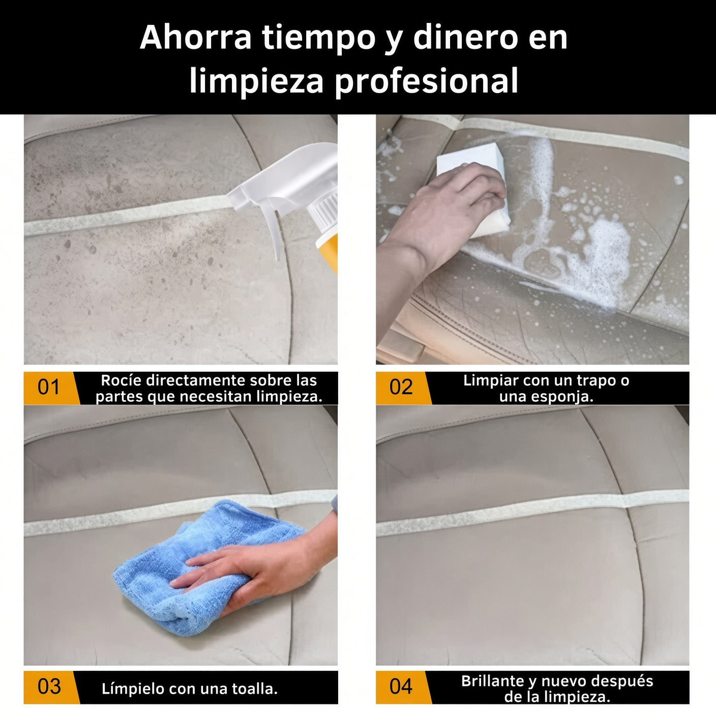 Limpiador Profesional de Tapiz y Plástico Para Auto 2x1