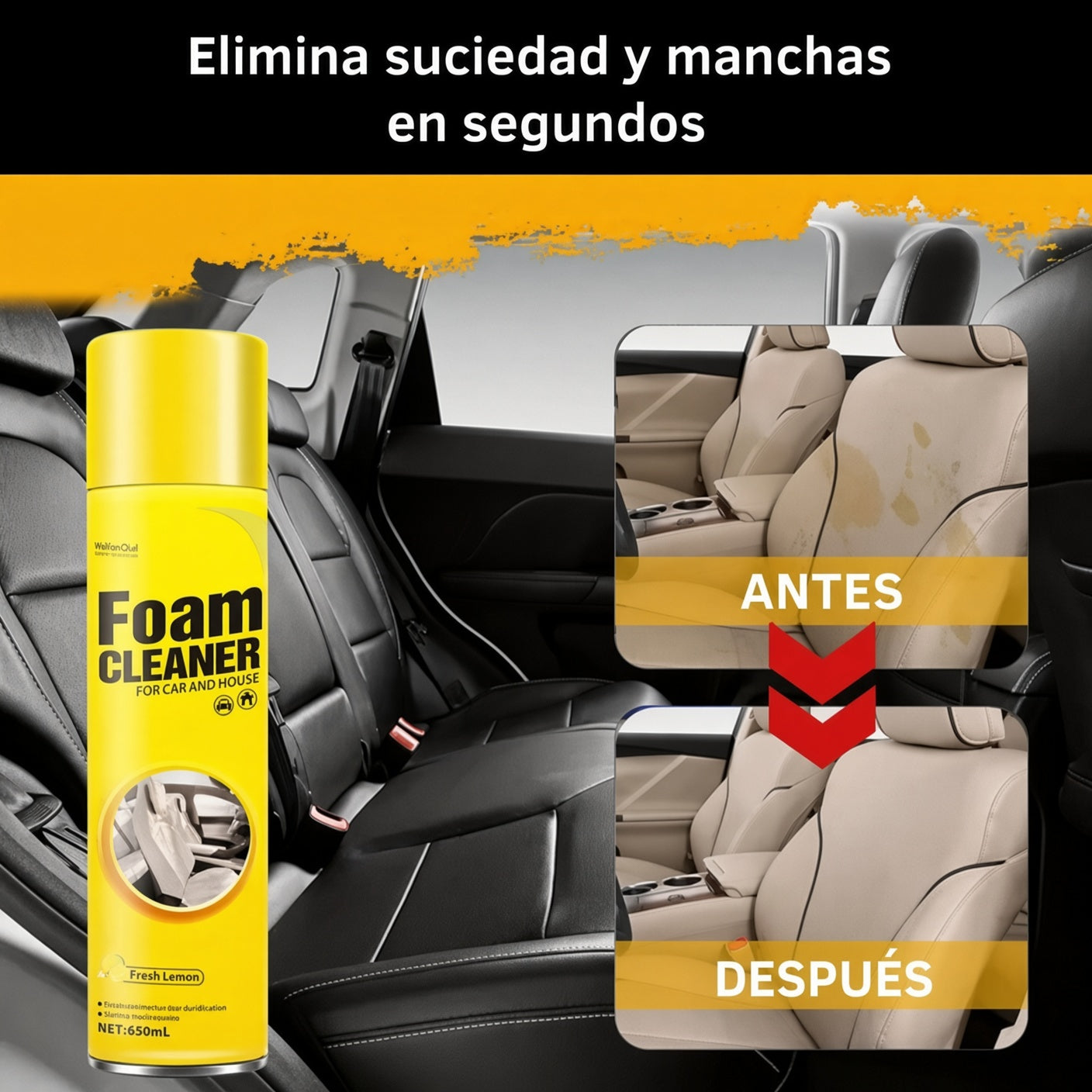 Limpiador Profesional de Tapiz y Plástico Para Auto 2x1