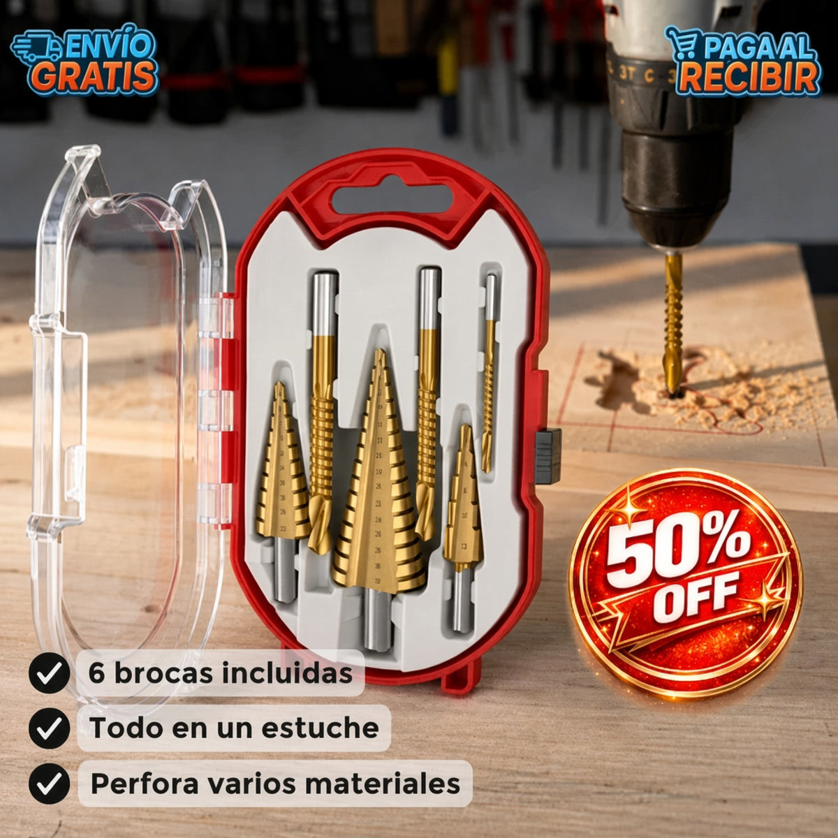 DrillPro™ 🔧 - Set brocas escalonadas 6 piezas ✨
