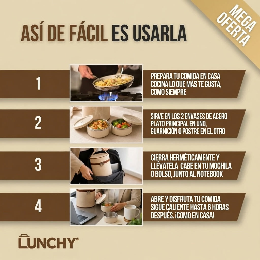 LONCHERA TÉRMICA + 3 ENVASES | LUNCHY™