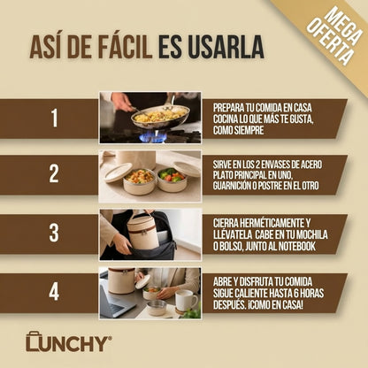 LONCHERA TÉRMICA + 3 ENVASES | LUNCHY™