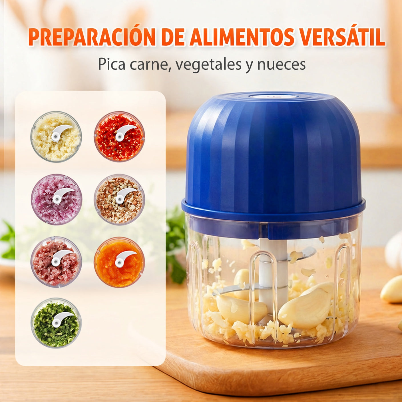 Mini Picadora Eléctrica de Alimentos Eficiente e Inalámbrica