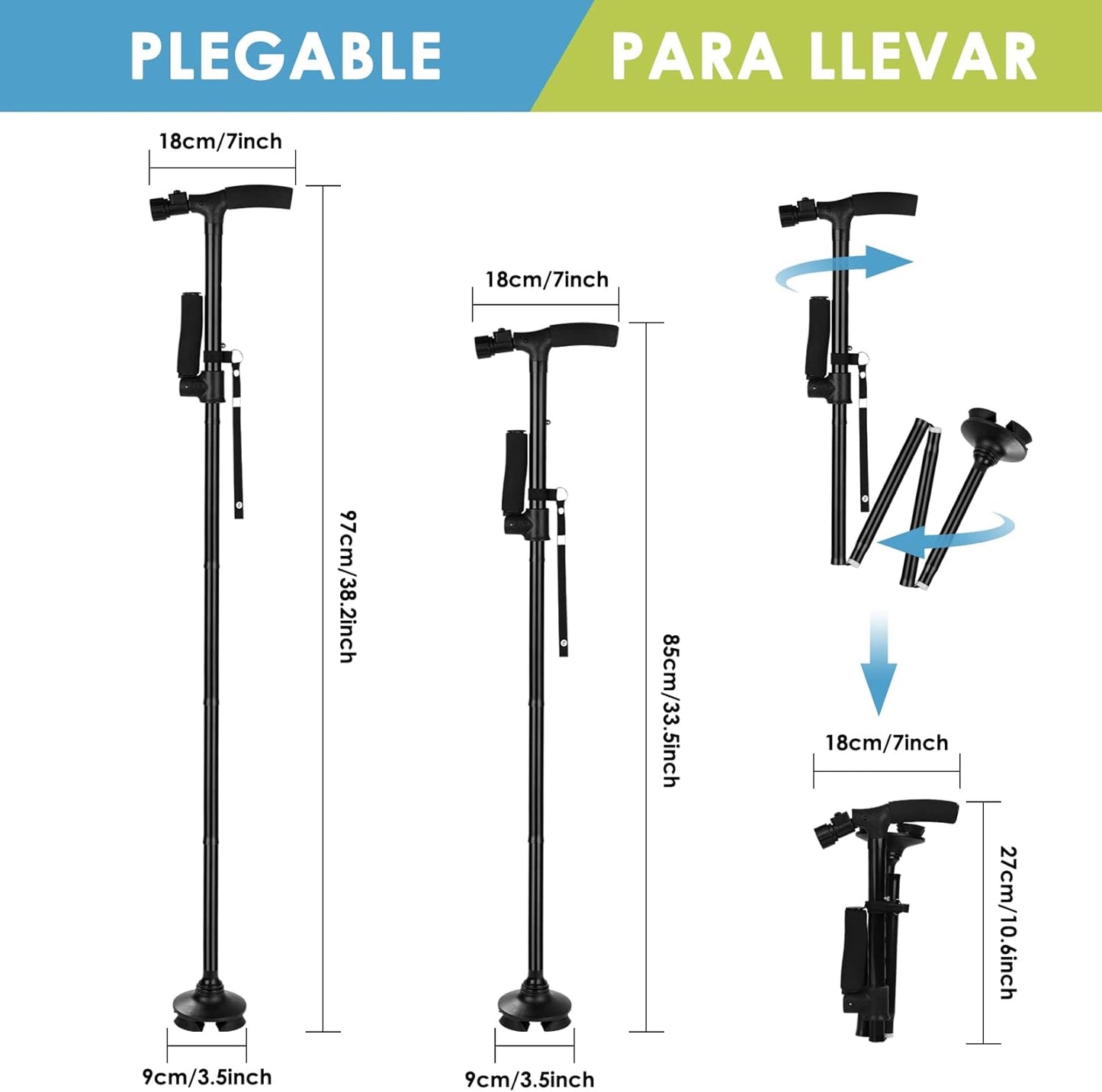 Bastón Plegable con Luz LED