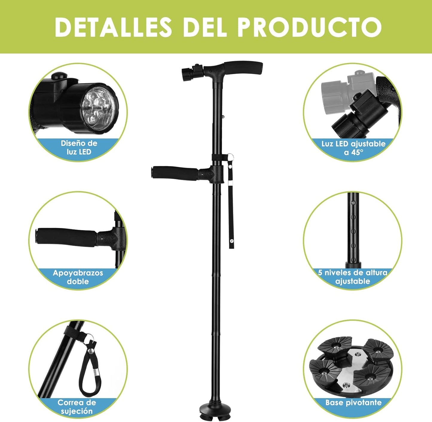 Bastón Plegable con Luz LED